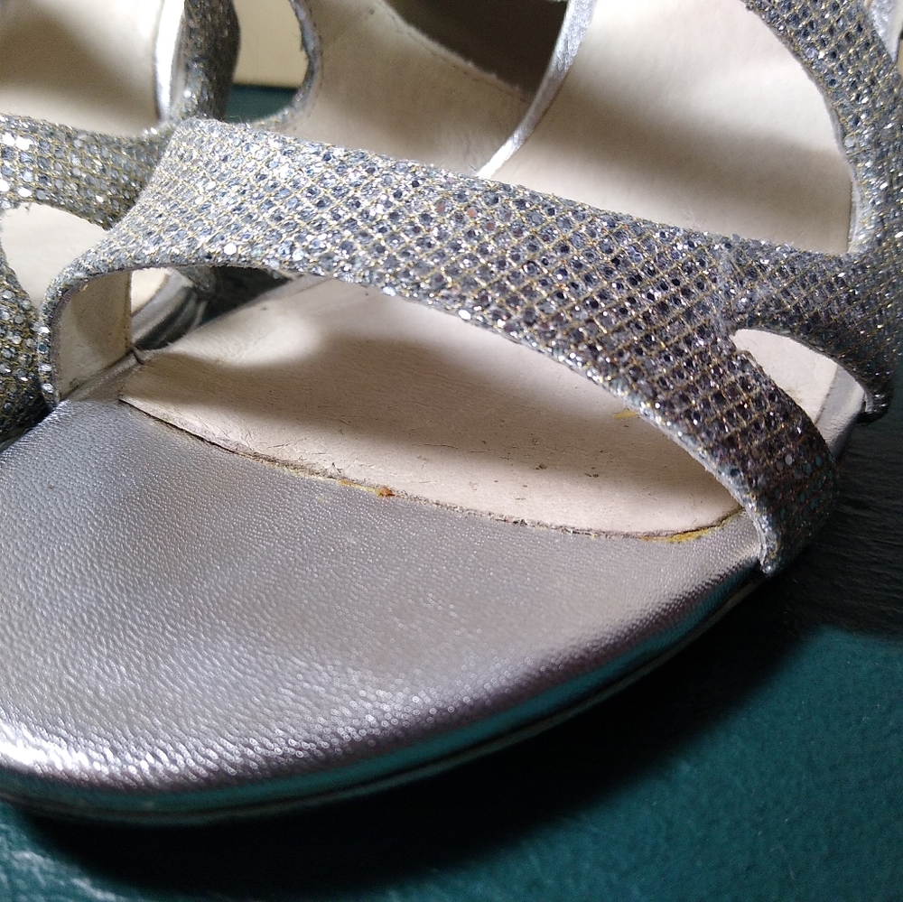 MICHAEL KORS Silver Glitter Yvonne Ankle Strap Heels - Picture 4 of 9